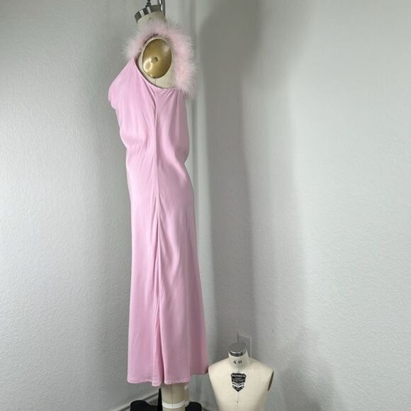 Sleeper “voulez Vous Dancer?” Dress Pink Midi Fuzzy Straps Biased - Picture 5 of 12